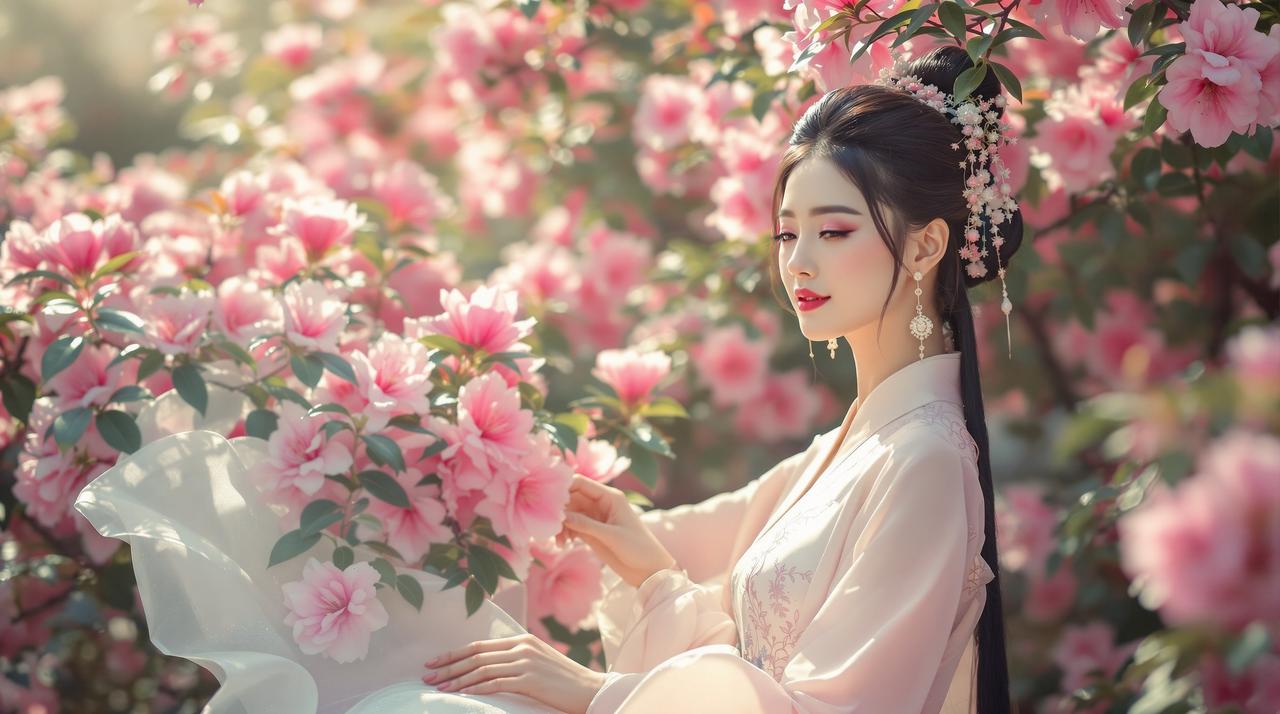 乐乐动漫 - 杜鹃花主题汉服人像摄影